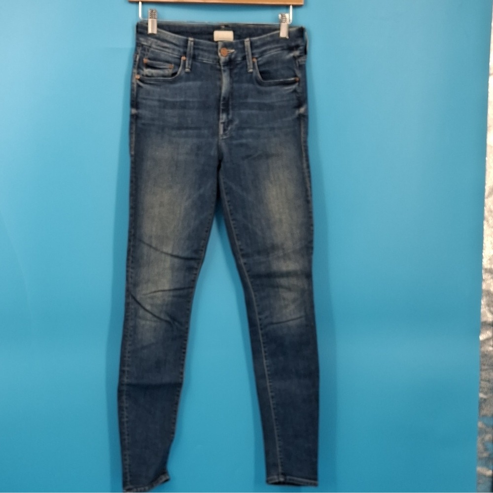MOTHER Women's Skinny Jeans Medium Wash Blue Denim Slim Fit Stretch 5-Pocket
